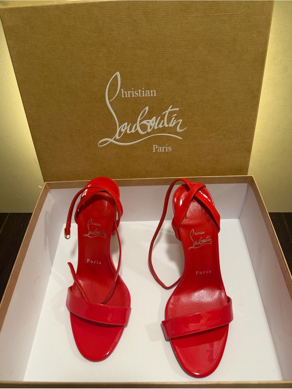 Christian Louboutin Red Patent Strappy High-Heel Sandals